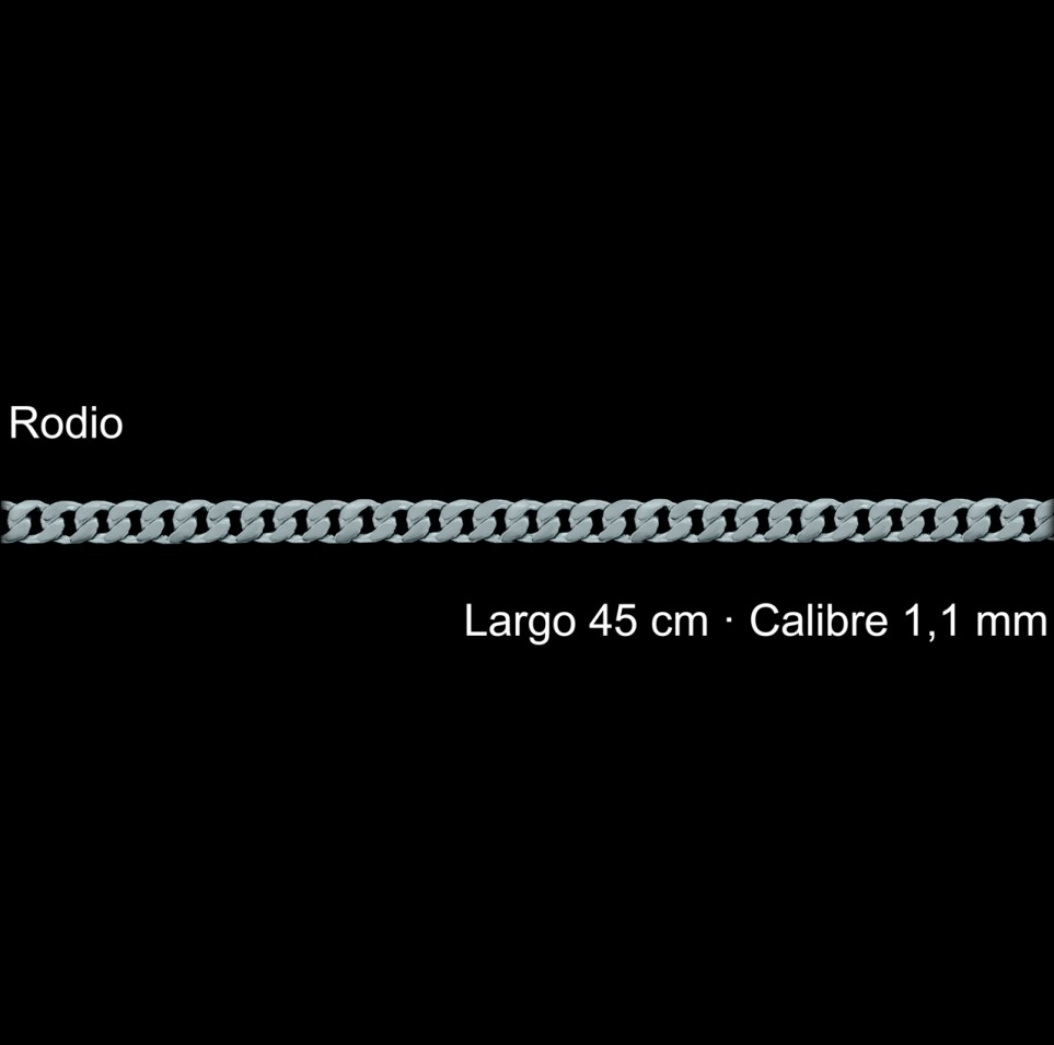 Cadena Plata 925 Rodio Barbada 45 Cm 1 1 Mm | Mayorista