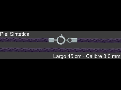 Cordon Piel Sintetica Trenzada Violeta 3 Mm Terminal  | Mayorista