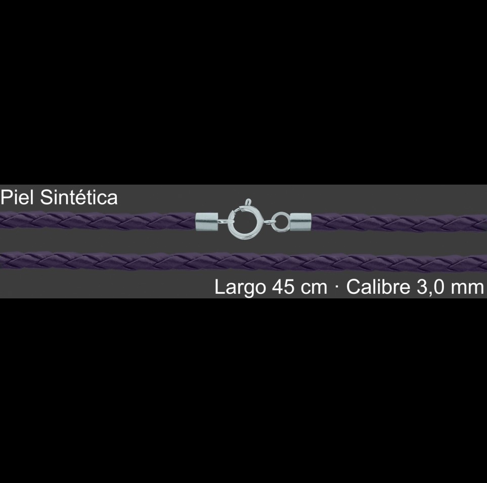 Cordon Piel Sintetica Trenzada Violeta 3 Mm Terminal  | Mayorista