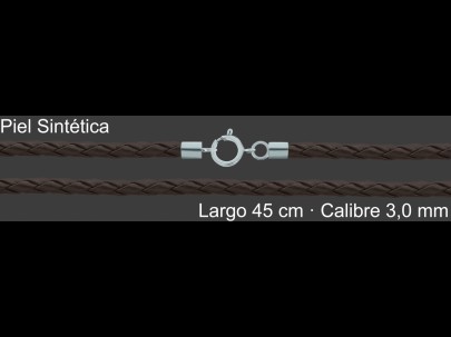 Cordon Piel Sintetica Trenzada Marron 3 Mm Terminal  | Mayorista