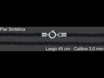 Cordon Piel Sintetica Trenzada Negra 3 Mm Terminal  Cierre | Mayorista