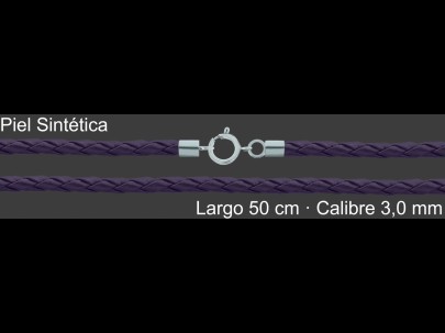 Cordon Piel Sintetica Trenzada Violeta 3 Mm Terminal  | Mayorista