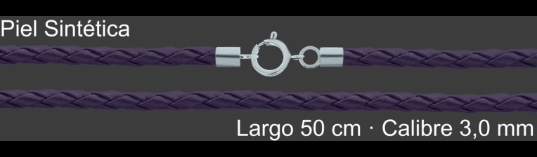 Cordon Piel Sintetica Trenzada Violeta 3 Mm Terminal  | Mayorista