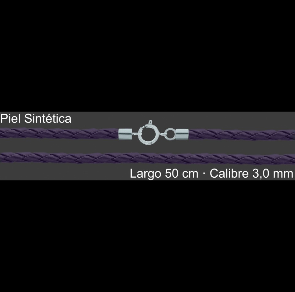 Cordon Piel Sintetica Trenzada Violeta 3 Mm Terminal  | Mayorista