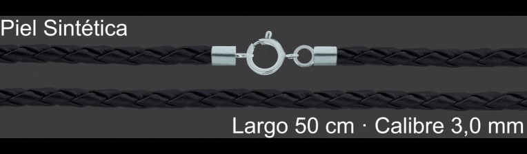 Cordon Piel Sintetica Trenzada Negra 3 Mm Terminal Y Cierre | Mayorista