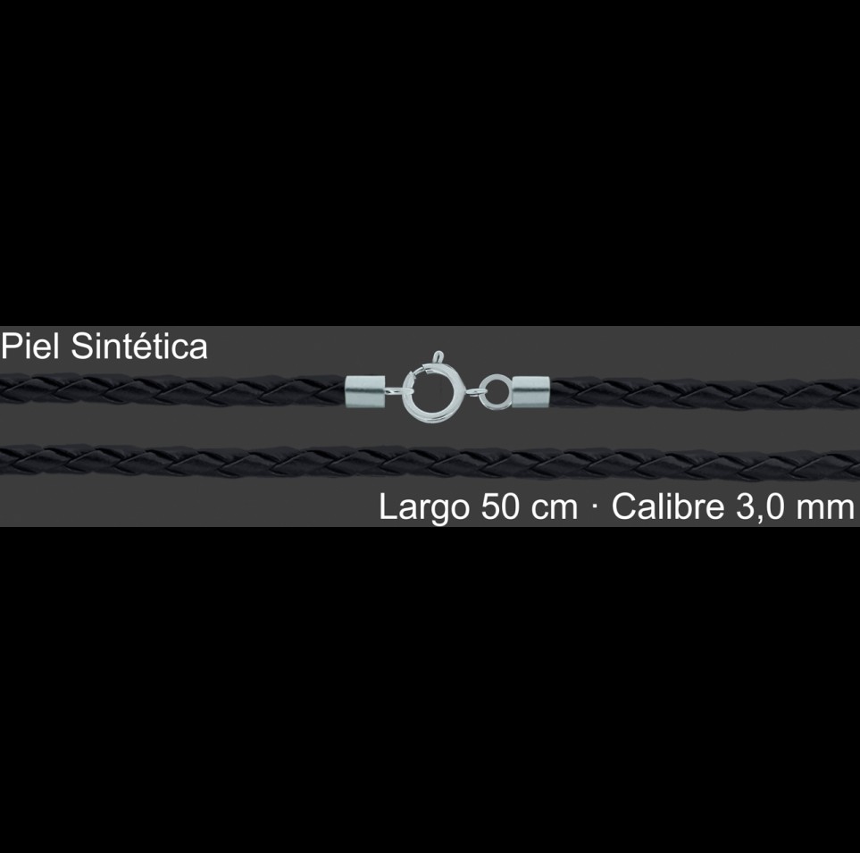Cordon Piel Sintetica Trenzada Negra 3 Mm Terminal Y Cierre | Mayorista