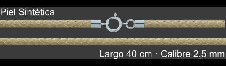 Cordon Piel Sintetica Beige 2 5 Mm Terminal Y Cierre 40 Cm | Mayorista