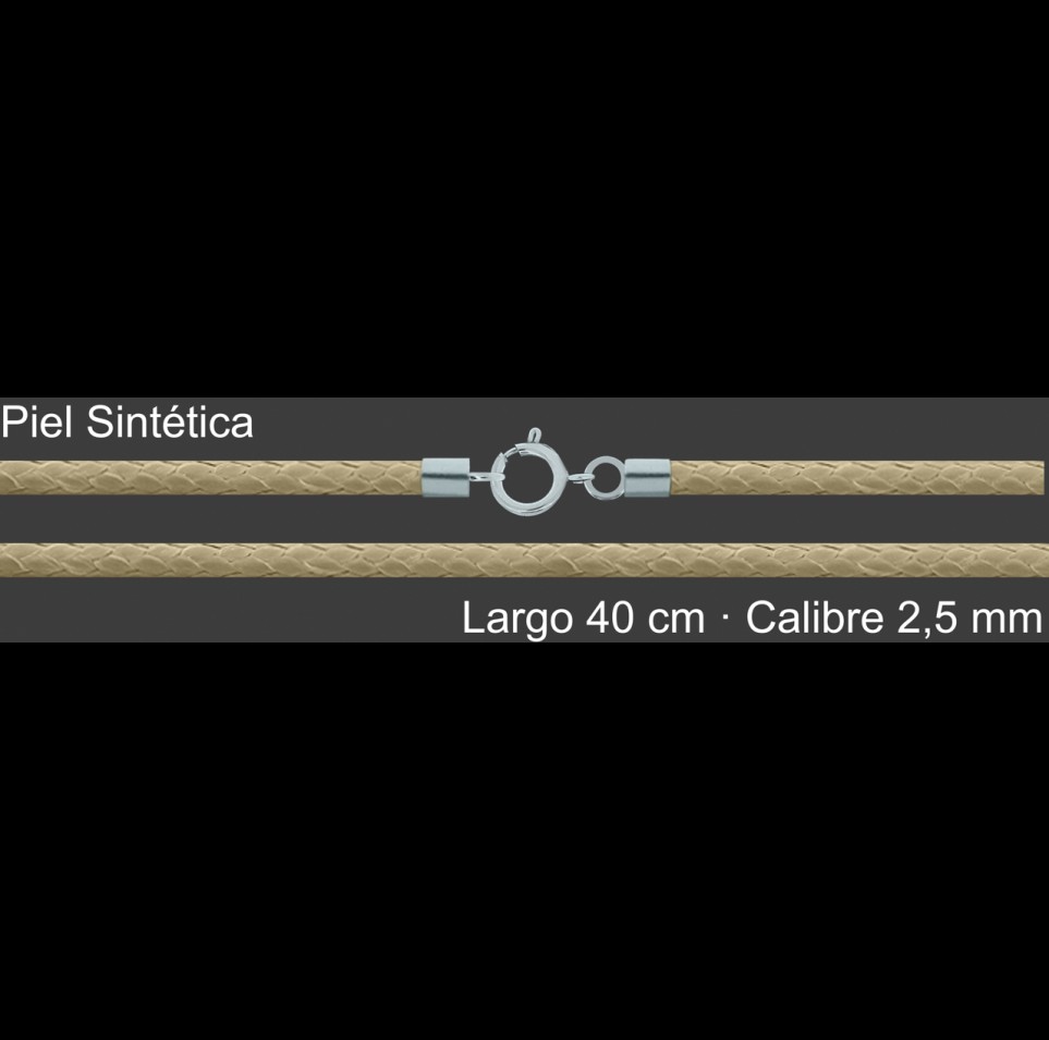 Cordon Piel Sintetica Beige 2 5 Mm Terminal Y Cierre 40 Cm | Mayorista