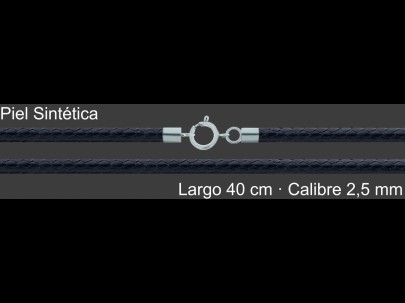 Cordon Piel Sintetica Negra 2 5 Mm Terminal Y Cierre 40 Cm | Mayorista