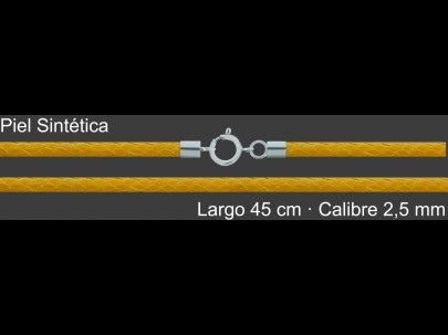 Cordon Piel Sintetica Amarilla 2 5 Mm Terminal Y Cierre 40 | Mayorista