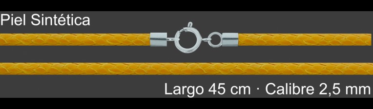 Cordon Piel Sintetica Amarilla 2 5 Mm Terminal Y Cierre 40 | Mayorista