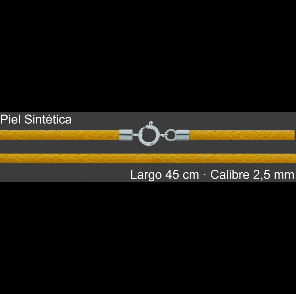Cordon Piel Sintetica Amarilla 2 5 Mm Terminal Y Cierre 40 | Mayorista