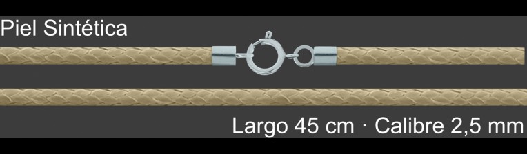 Cordon Piel Sintetica Beige 2 5 Mm Terminal Y Cierre 40 Cm | Mayorista