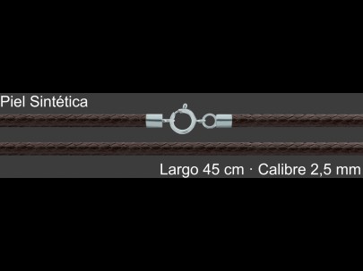 Cordon Piel Sintetica Marron 2 5 Mm Terminal Y Cierre 45 Cm | Mayorista