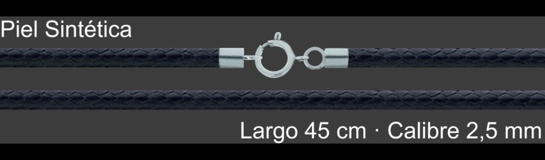 Cordon Piel Sintetica Negra 2 5 Mm Terminal Y Cierre 45 Cm | Mayorista