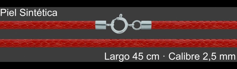 Cordon Piel Sintetica Roja 2 5 Mm Terminal Y Cierre 45 Cm | Mayorista