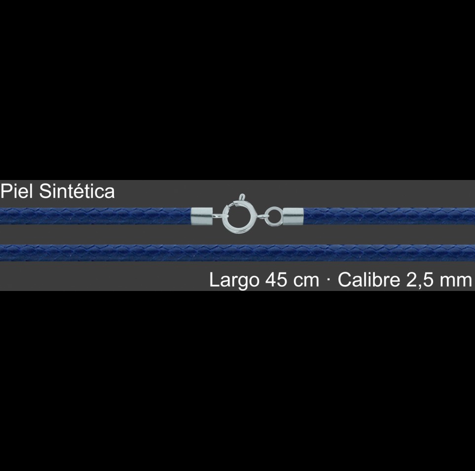 Cordon Piel Sintetica Azul 2 5 Mm Terminal Y Cierre 40 Cm  | Mayorista