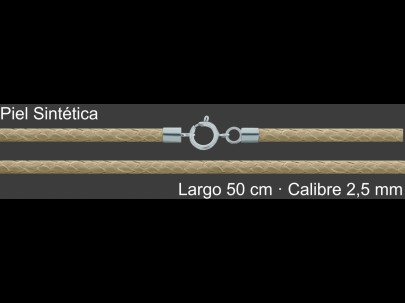 Cordon Piel Sintetica Beige 2 5 Mm Terminal Y Cierre 40 Cm | Mayorista