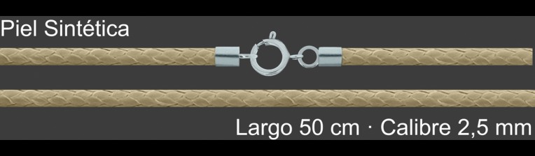 Cordon Piel Sintetica Beige 2 5 Mm Terminal Y Cierre 40 Cm | Mayorista