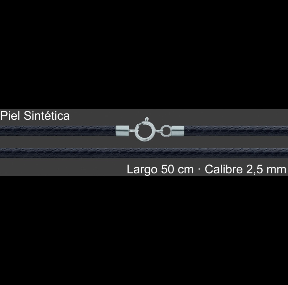 Cordon Piel Sintetica Negra 2 5 Mm Terminal Y Cierre 50 Cm | Mayorista