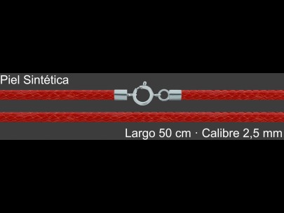 Cordon Piel Sintetica Roja 2 5 Mm Terminal Y Cierre 50 Cm  | Mayorista