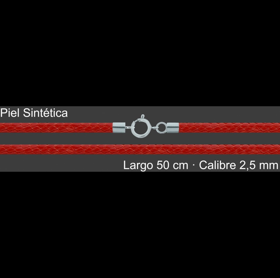Cordon Piel Sintetica Roja 2 5 Mm Terminal Y Cierre 50 Cm  | Mayorista