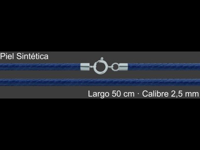 Cordon Piel Sintetica Azul 2 5 Mm Terminal Y Cierre 40 Cm | Mayorista