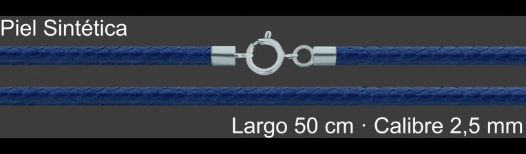 Cordon Piel Sintetica Azul 2 5 Mm Terminal Y Cierre 40 Cm | Mayorista