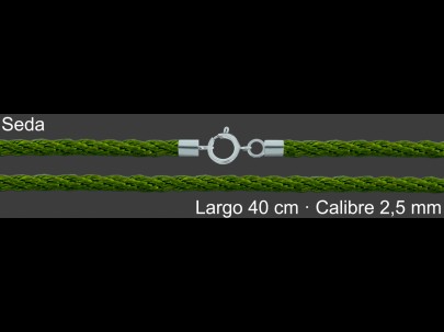 Cordon Seda Reliada Verde 2 5 Mm Terminal Y Cierre 40 Cm | Mayorista
