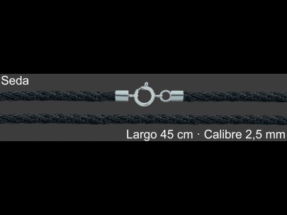 Cordon Seda Reliada Negra 2 5 Mm Terminal Y Cierre 45 Cm | Mayorista