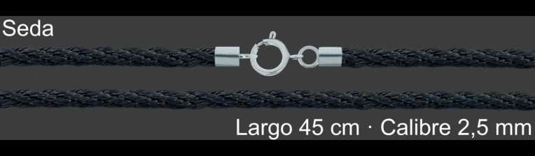 Cordon Seda Reliada Negra 2 5 Mm Terminal Y Cierre 45 Cm | Mayorista
