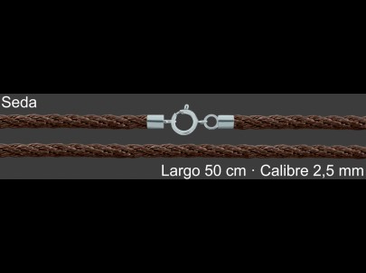 Cordon Seda Reliada Marron 2 5 Mm Terminal Y Cierre 50 Cm | Mayorista
