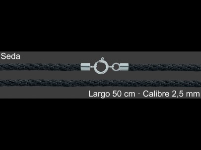 Cordon Seda Reliada Negra 2 5 Mm Terminal Y Cierre 50 Cm | Mayorista