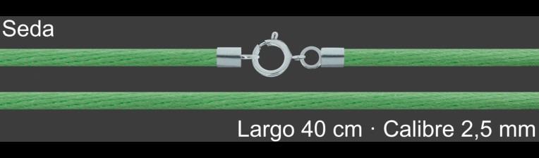 Cordon Seda Verde 2 5 Mm Terminal Y Cierre 40 Cm | Mayorista