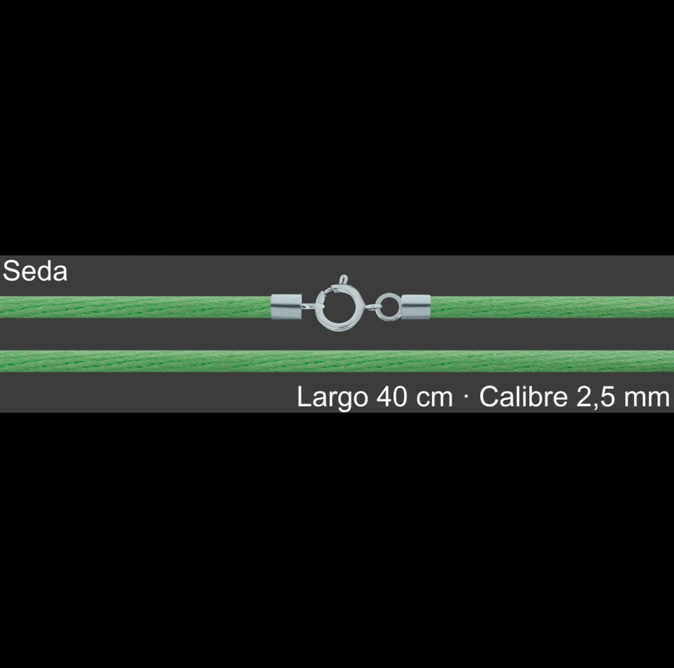 Cordon Seda Verde 2 5 Mm Terminal Y Cierre 40 Cm | Mayorista