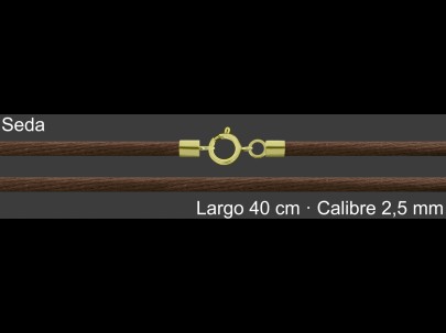 Cordon Seda Marron 2 5 Mm Terminal Y Cierre Chapada Oro 40 | Mayorista