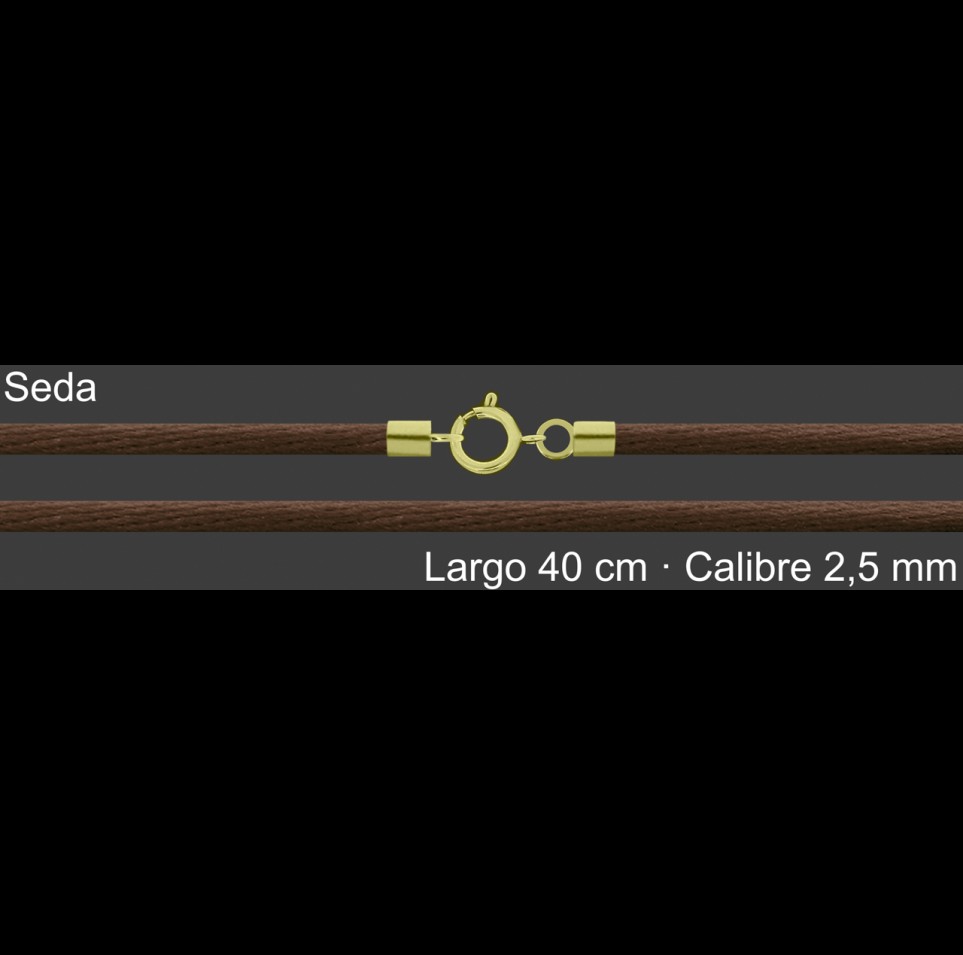 Cordon Seda Marron 2 5 Mm Terminal Y Cierre Chapada Oro 40 | Mayorista