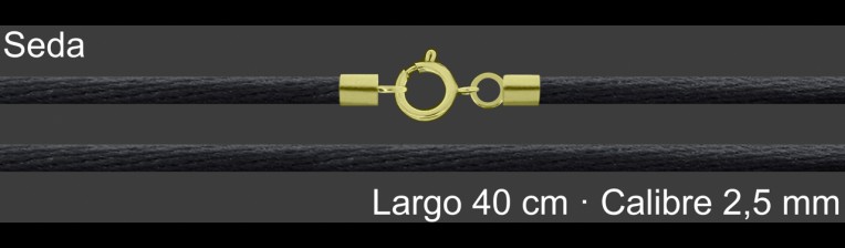 Cordon Seda Negra 2 5 Mm Terminal Y Cierre Chapada Oro 40 | Mayorista