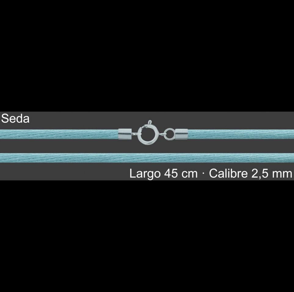Cordon Seda Celeste Turquesa 2 5 Mm Terminal Y Cierre 45 Cm | Mayorista