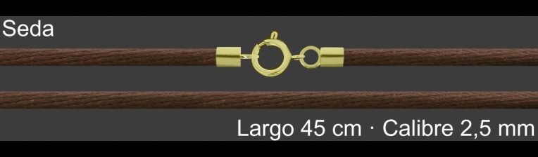 Cordon Seda Marron 2 5 Mm Terminal Y Cierre Chapada Oro 45 | Mayorista