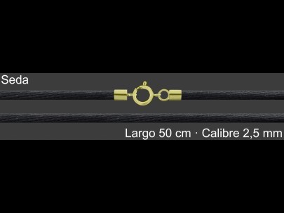 Cordon Seda Negra 2 5 Mm Terminal Y Cierre Chapada 50 Cm | Mayorista