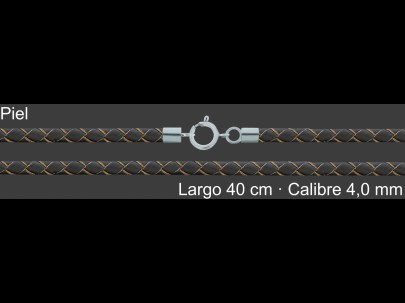 Cordon Piel Trenzada Marron 4 Mm Terminal Y Cierre 40 Cm | Mayorista