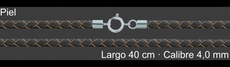 Cordon Piel Trenzada Marron 4 Mm Terminal Y Cierre 40 Cm | Mayorista