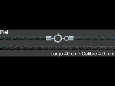 Cordon Piel Trenzada 4 Mm Negro 40 Cm Terminal Y Cierre | Mayorista