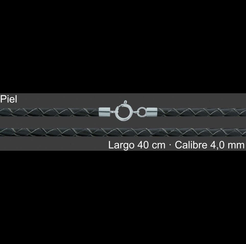 Cordon Piel Trenzada 4 Mm Negro 40 Cm Terminal Y Cierre | Mayorista