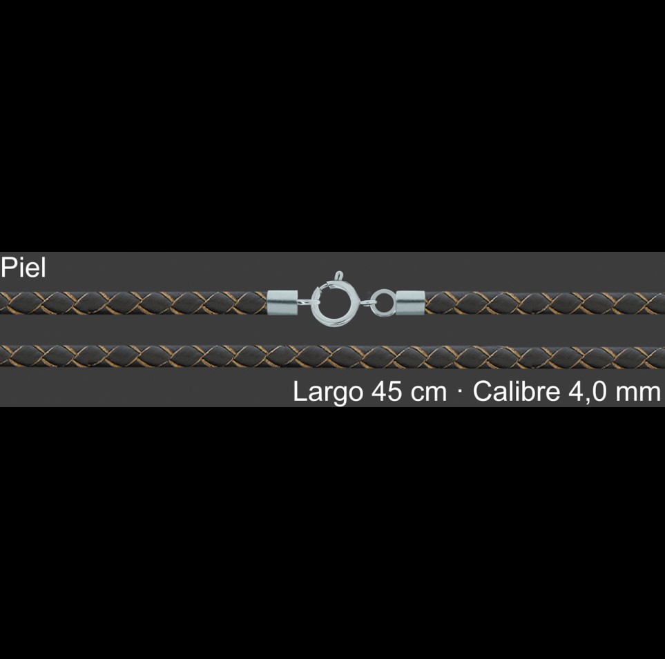 Cordon Piel Trenzada 4 Mm Marron 45 Cm Terminal Y Cierre De | Mayorista