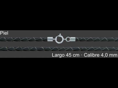 Cordon Piel Trenzada 4 Mm Negro 45 Cm Terminal Y Cierre De | Mayorista