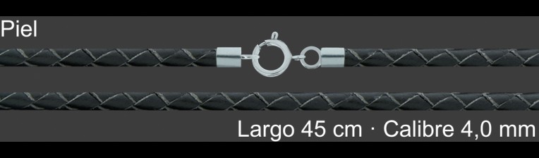 Cordon Piel Trenzada 4 Mm Negro 45 Cm Terminal Y Cierre De | Mayorista