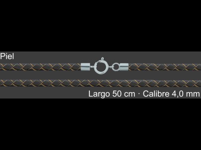 Cordon Piel Trenzada 4 Mm Marron 50 Cm Terminal Y Cierre De | Mayorista