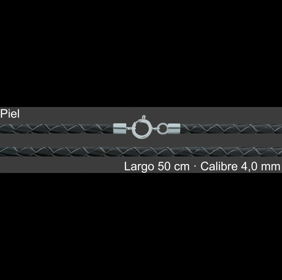 Cordon Piel Trenzada 4 Mm Negro 50 Cm Terminal Y Cierre De | Mayorista